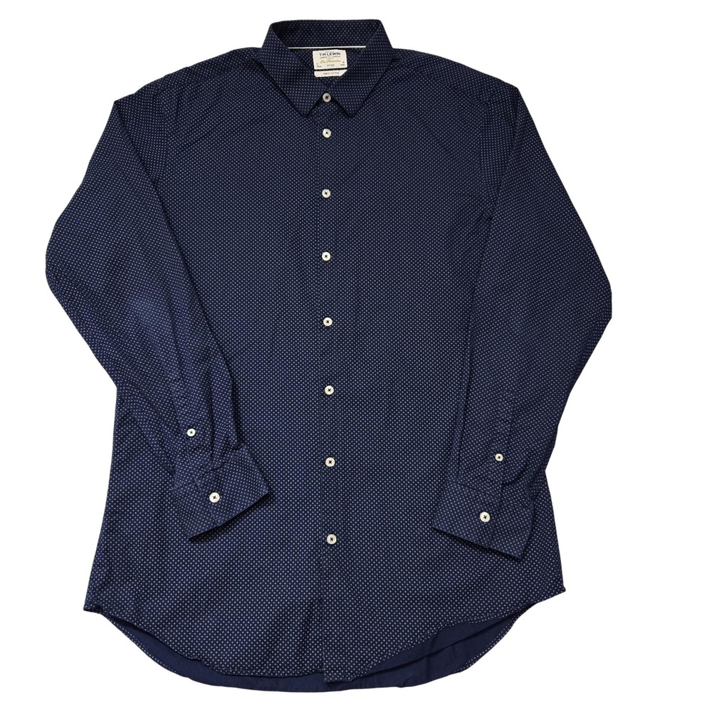 TM Lewin Shirt Mens 17 36 Fitted Dress Long Sleeve‎ Patterned Button Up Formal